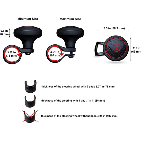 Fouring BL Adjustable Steering Wheel Knob Spinner - Universal... - Picture 4 of 7
